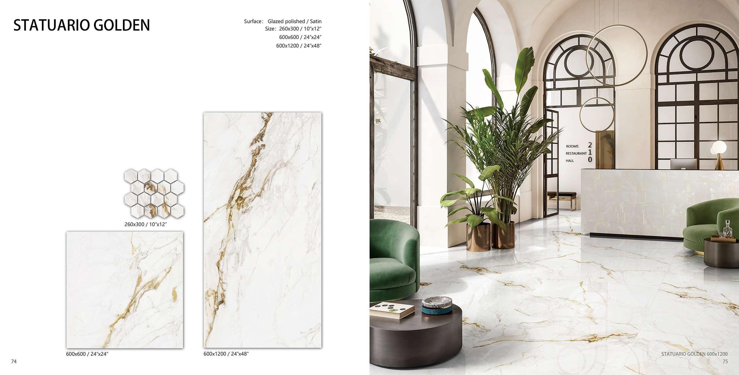 Porcelanato Statuario Golden 120x60 (Caja)
